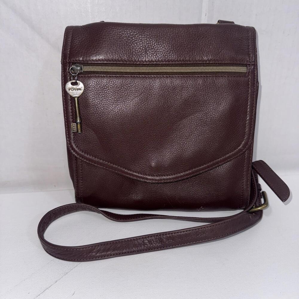 Vintage Y2k Fossil Boho Hippie Gypsy Brown Crossbody Genuine Leather Purse‎ Bag